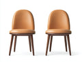 Sillas de comedor tapizadas efecto cuero 52x48x82 cm - marrón coñac y madera oscura - juego de 2 estilo moderno