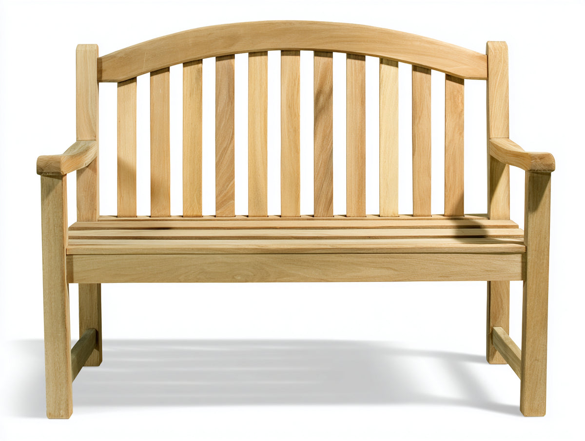 Bancos de jardín 120 x 60 x 90 cm - Madera natural - Banco de 2 plazas con respaldo arqueado y asiento de listones