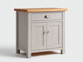 Aparadores de madera 90 x 45 x 95 cm - gris claro y madera natural - 2 puertas y 1 cajón de estilo rústico