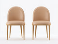 Sillas de comedor silla de comedor tapizada en piel sintética 45x50x85 cm - beige-madera natural - estilo moderno con respaldo curvo