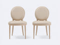 Sillas de comedor tapizadas 50 x 55 x 88 cm - beige-madera natural - estilo clásico con respaldo redondo