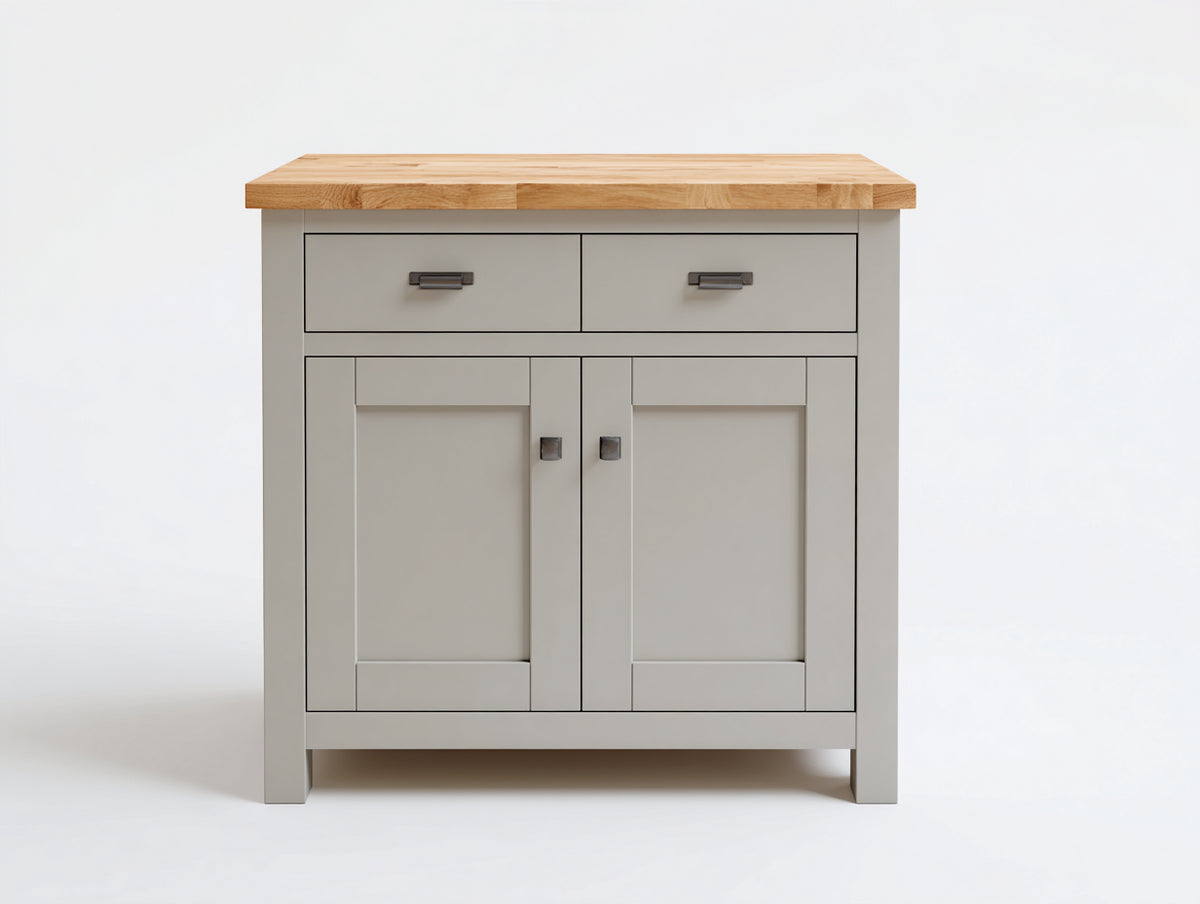 Aparadores de madera 90 x 42 x 90 cm - gris claro-madera natural - estilo rústico con almacenaje