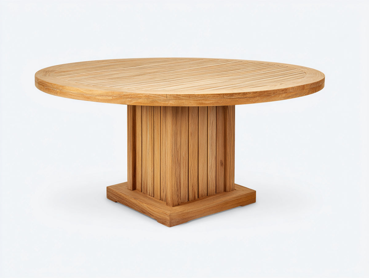 Mesas de jardín de madera 120 x 120 x 75 cm - madera natural - estilo clásico con tablero redondo