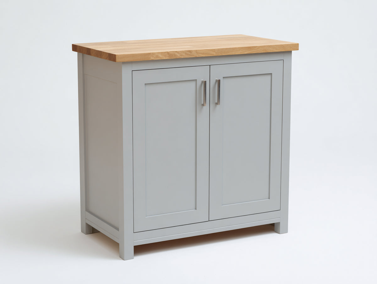 Aparadores de madera de ingeniería 90x40x90 cm - gris claro y madera natural - 2 puertas estilo moderno