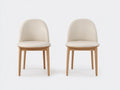 Sillas de comedor tapizadas 48 x 55 x 84 cm - beige y madera natural - juego de 2 con diseño moderno