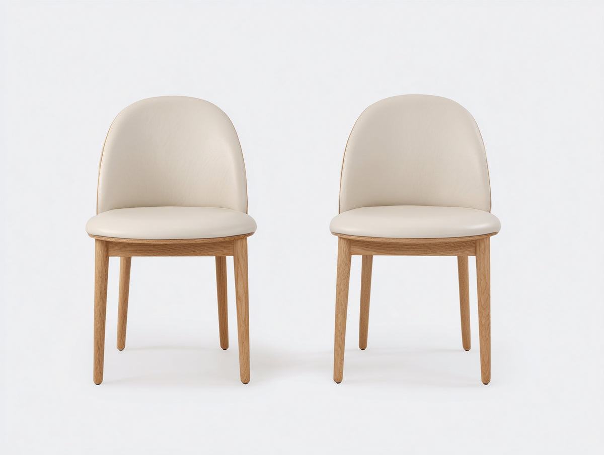 Sillas de comedor tapizadas 48 x 55 x 84 cm - beige y madera natural - juego de 2 con diseño moderno