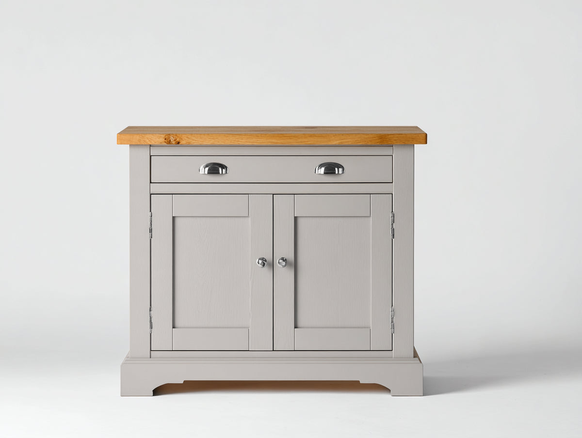 Aparadores de madera de ingeniería 95x42x88 cm - gris claro y madera natural - 2 puertas y 1 cajón estilo clásico