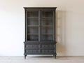 Vitrinas vitrina de madera MDF 120x40x200 cm - negro - estilo clásico con puertas de cristal y cajones