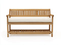 Bancos de jardín de madera maciza 120x60x90 cm - madera natural y crema - con cojín de asiento y estante inferior