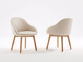 Sillas de comedor tapizadas 58 x 60 x 82 cm - beige-madera natural - estilo moderno con reposabrazos