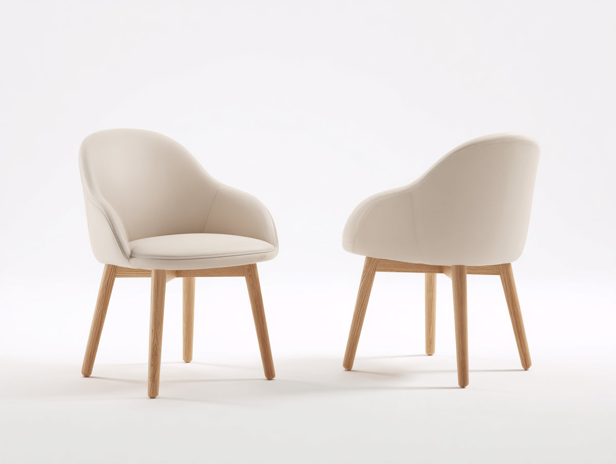 Sillas de comedor tapizadas 58 x 60 x 82 cm - beige-madera natural - estilo moderno con reposabrazos