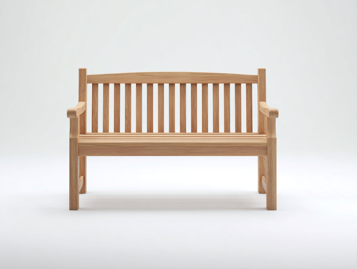 Bancos de jardín de madera 120 x 58 x 90 cm - madera natural - banco de 2 plazas con respaldo de listones y reposabrazos