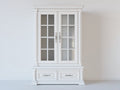 Vitrinas de madera 110 x 45 x 190 cm - blanco - 2 puertas acristaladas y 2 cajones con diseño clásico