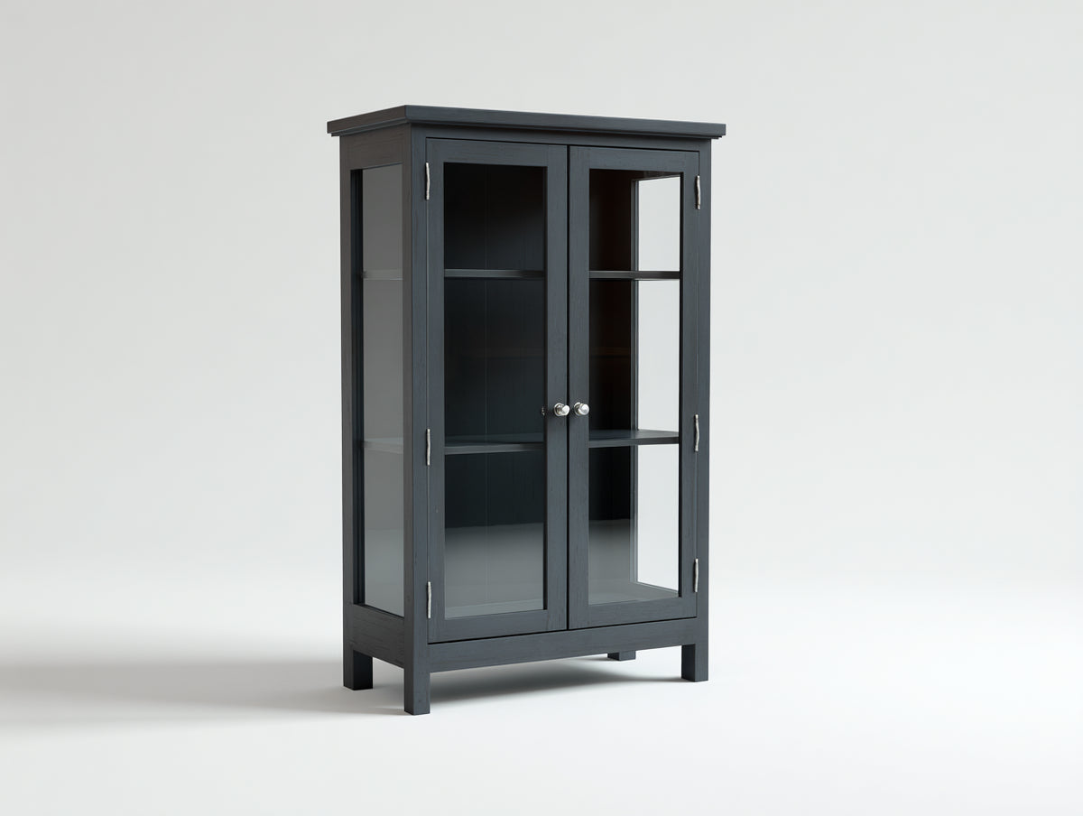 Vitrinas de madera 90 x 40 x 165 cm - negro - estilo clásico con puertas de cristal