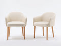 Sillas de comedor tapizadas 58 x 60 x 82 cm - beige y madera natural - juego de 2 con reposabrazos y diseño moderno